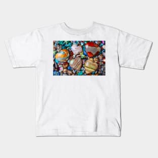 Five Stone Hearts On Pile Of Polished Stones Kids T-Shirt